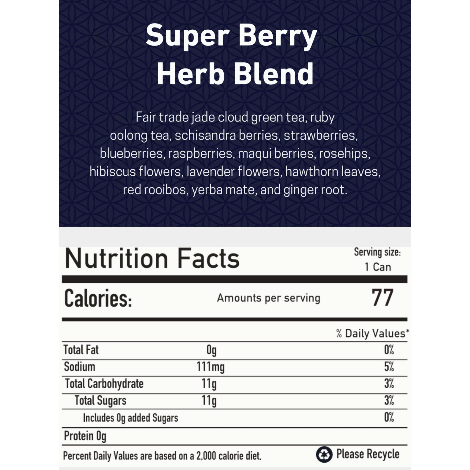 Superberry Kombuchade kombucha and electrolytes Nutrition Facts