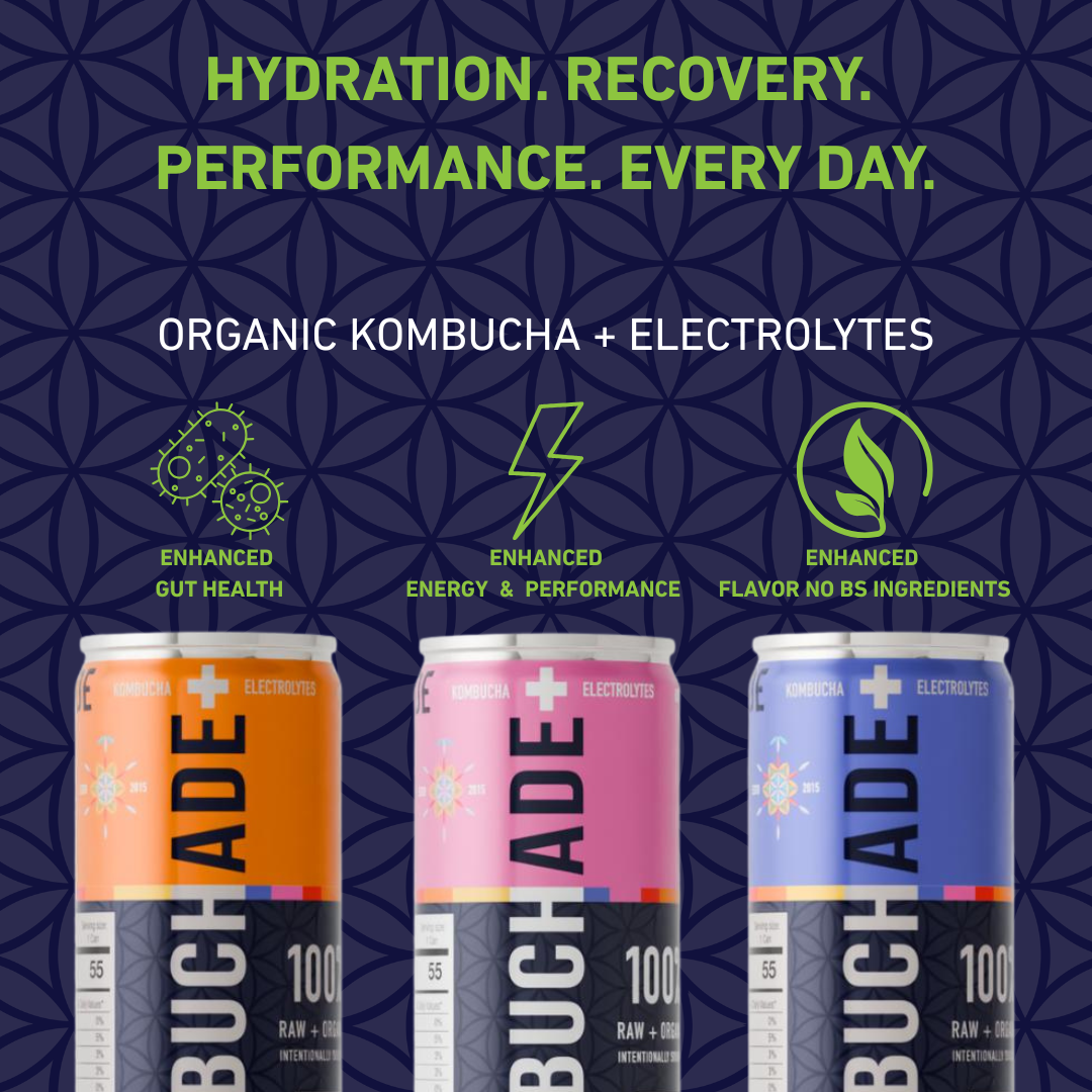 Kombuchade benefits: real salt electrolytes, live probiotics, no artificial sweeteners, caffeine-free